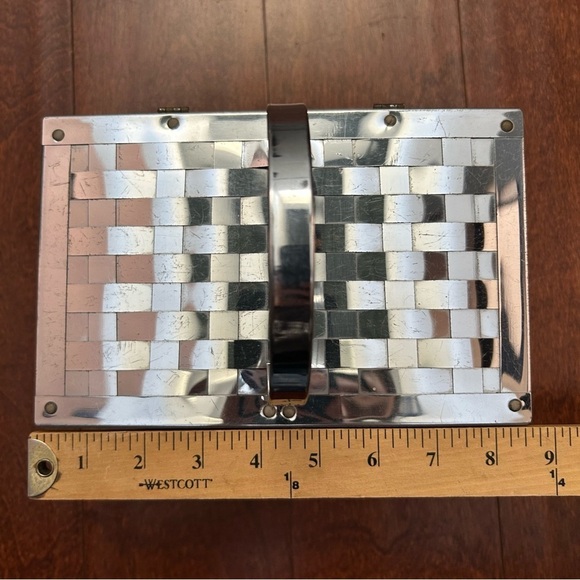 Vintage Dorset Rex 50s Silver Metal Basket Weave Lattice Box Purse - Picture 14 of 16